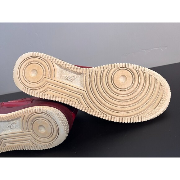 2018 NIKE AIR FORCE 1‎ GS LOW TEAM RED BURGUNDY SUMMIT WHITE GOLD 314192-613 7Y - Picture 13 of 16